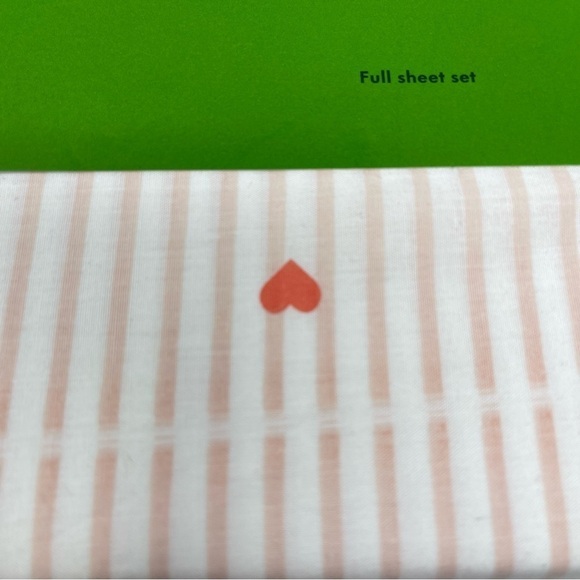 Kate Spade Pink Stripes & Hearts Full Size Sheet Set NWT - Picture 6 of 7